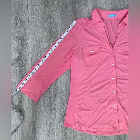 J MCLAUGHLIN Womens jersey Knit ButtonFront 3/4 Sleeve Blouse Size XL - Picture 7 of 8